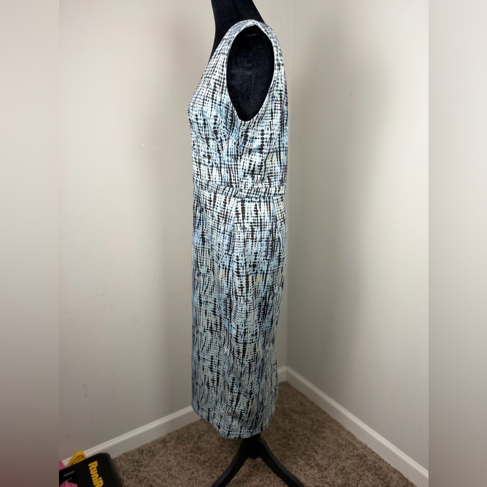 Diane Von Furstenberg DVF Blue Abstract Sheath Dress Size 10 Made in Portugal - Picture 11 of 15
